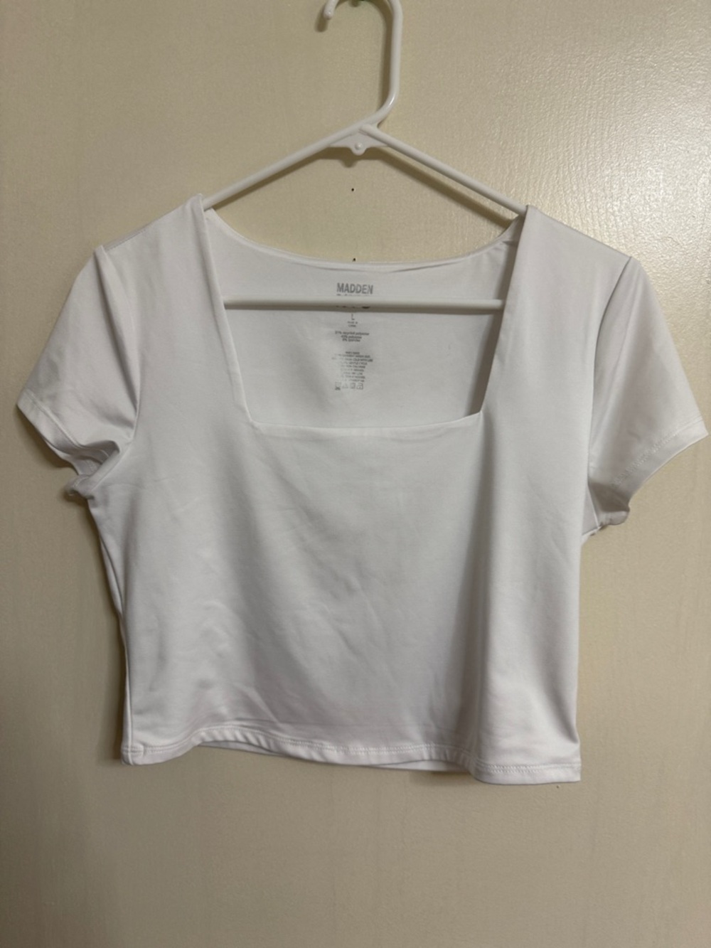 Madden White Square-Neck Crop Tee